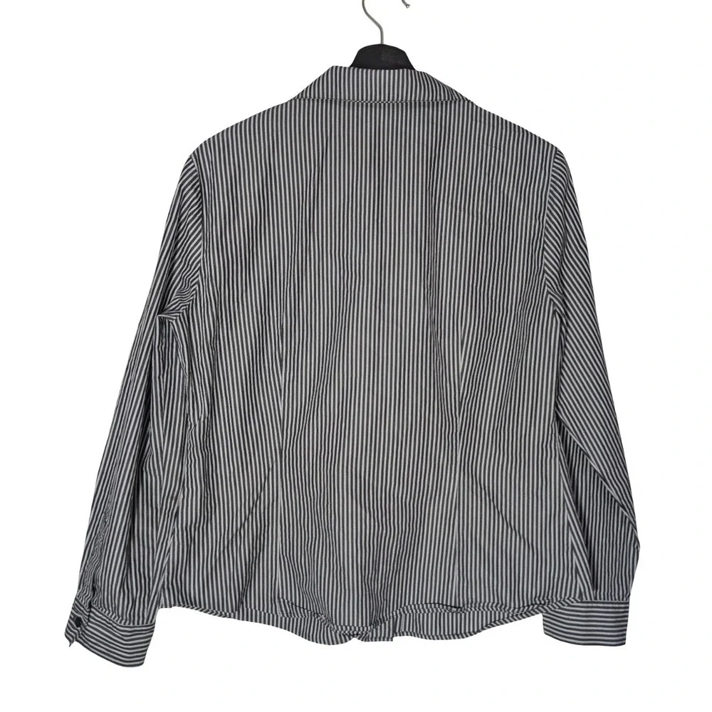 Lafayette 148 New York Striped Button Front Shirt Women's 12 Cotton‎ - Picture 2 of 7